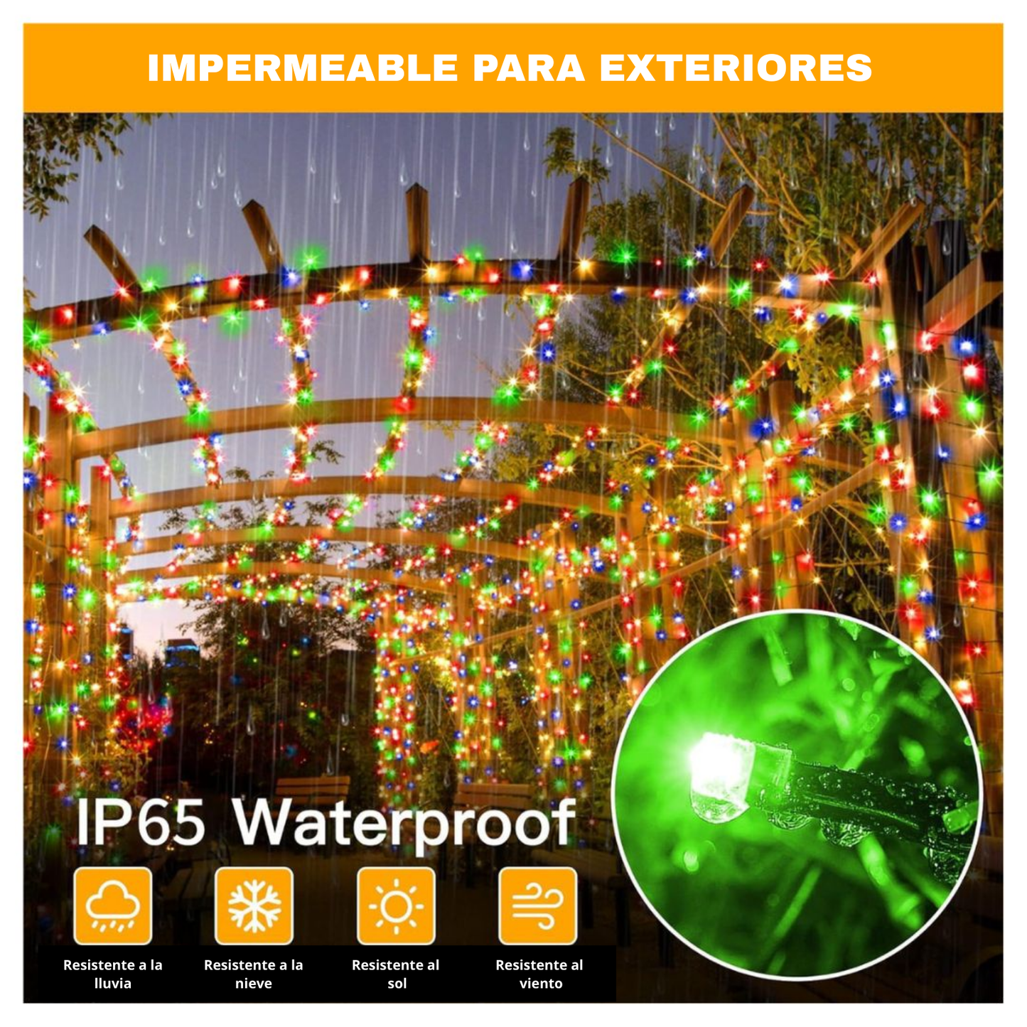 Luces Navideñas con Panel Solar