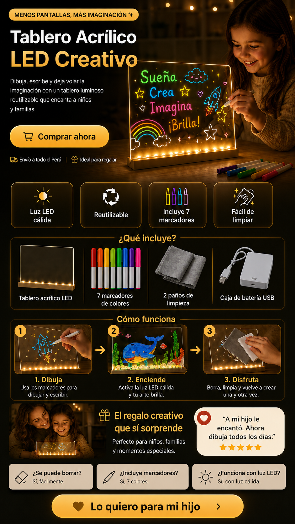 PIZARRA ACRÍLICA LED
