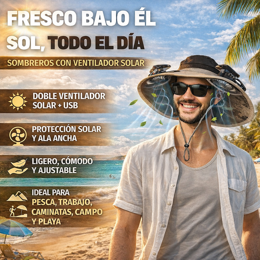 Sombrero con ventilador a panel solar