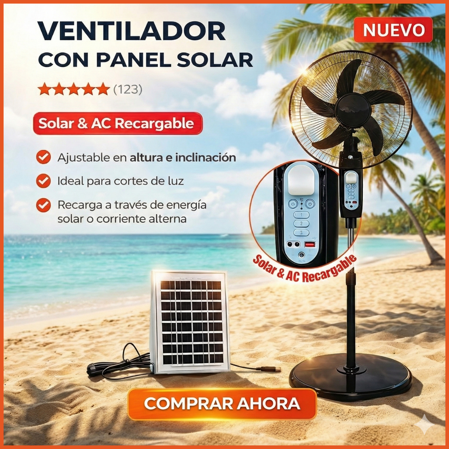 Más que un ventilador: Luz, radio, carga y frescura